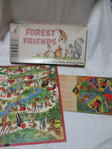 ★1956年　USA製　Milton Bradley社　ヴィンテージ　ボードゲーム　FOREST FRIENDS フォレスト　フレンズ/アニマル　ウサギ・リス・小鹿