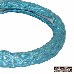 MADMAX for truck goods steering wheel cover Luster Aurora enamel leather light blue 2HS(45-46cm)/ Perfect k on [ postage 800 jpy ]