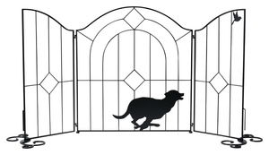  Silhouette gate (DOG)run dog dog DOG gate fence iron eyes .. bulkhead . dog cat . mileage stone chip .. prevention entranceway 