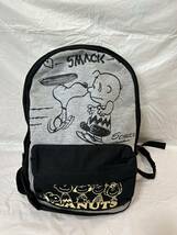 ●J319●スヌーピー snoopy バックパック リュック DEATH VALLEY ヴィンテージ ピーナッツ グレー イエロー ブラック_画像1