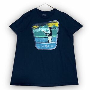 Y8★USA古着★OCEAN+COAST グラフィック 半袖Tシャツ ヴィンテージ ビッグシルエット XLサイズ ネイビー ユニセックス 万能 ユニーク