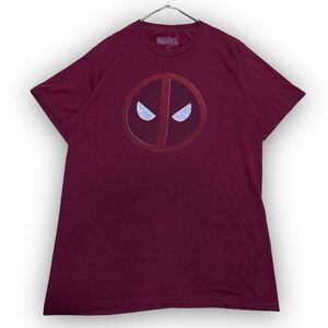 Y60★USA古着★MARVEL マーベル 半袖Tシャツ デッドプール アメコミ キャラクター 美品 Mサイズ ボルドー ユニセックス 万能 ユニーク