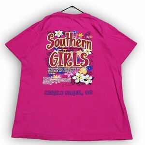 Y72★USA古着★半袖Tシャツ ロゴドン バック ポッププリント 南国の女の子 品質タグ無し Mサイズ相当 ピンク ユニセックス ユニーク 万能