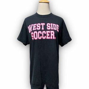 Y90★USA古着★半袖Tシャツ ロゴドン ウエストサイドサッカー 品質タグ無し オーバーサイズ XLサイズ相当 ブラック ユニセックス ユニーク