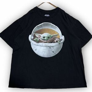 Y114★USA古着★STAR WARS スター・ウォーズ 半袖Tシャツ ベビーヨーダ プリント キャラドン 人気モデル XLサイズ ブラック ユニセックス