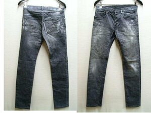 ◇即決[W28]Dior Homme 12SS クリス期 コーティング グレー ストレッチ スキニー スリム デニム 163D020TY109 パンツ■2451