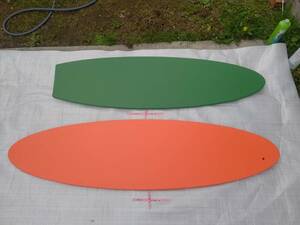 用途不明 メーカー不明 遊具？ 二枚 スライダー 緑 オレンジ スライド ボード 450×1520 450×1700 スライディング パっと見サーフボード 