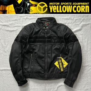 YELLOW CORN イエローコーン 切り文字牛革 メッシュジャケット BB-2106 BK/BK Mサイズ 定価30800円 インナー/プロテクター付き A50605-14