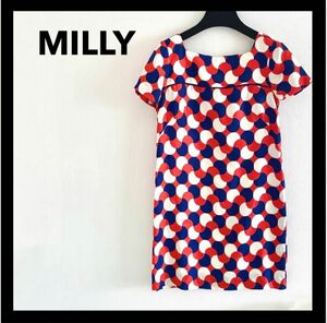 MILLY★ミニワンピース　プリント　インポート　サイズ0 レディース　幾何学模様