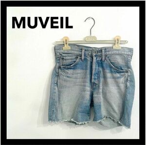 MUVEIL★デニムハーフパンツ 36 バッグリボン レディース　ジーンズ