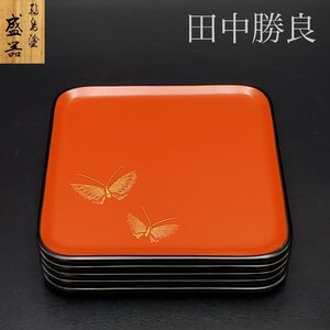 [. warehouse ] wheel island paint rice field middle . good . paint small . gold-inlaid laquerware . vessel pastry plate .. plate 5 customer 13.5. tea utensils natural tree lacquer coating lacquer also box middle .. one ...