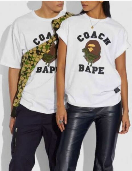 Coach BAPE a bathing ape コーチ　エイプ　コラボ　Tシャツ　ベイプ　半袖　レキシー　ダブルネーム Sサイズ