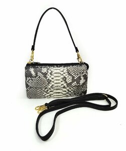  beautiful goods Costoroma/ko straw ma3way pouch wallet diamond python natural white / black clutch pochette 