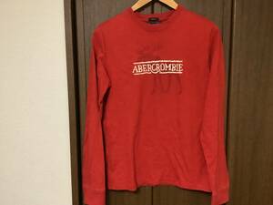 Abercrombie & Fitch アバクロンビー&フィッチ　長袖シャツ　Sサイズ　レッド／ビッグムース&ホワイトロゴ　アバクロ　ロンT 送料無料