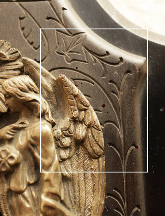 300】美しい 天使 聖水盤 フランス アンティーク 19世紀 壁飾り 黒木