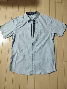 HARE ハレ 切り替えシャツ M ブルー ドット柄 半袖シャツ