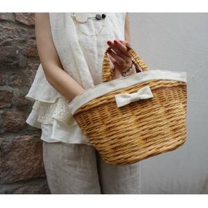 完売★intoxic.　イントキシック　トート　カゴバッグ　marche fake basket milk　フェイクバスケット柄★イントキシック/籠バッグ