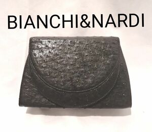 BIANCHI&NARDI ビアンキアンドナルディ オーストリッチ クラッチ バッグ 黒 イタリア製 本革 バッグ