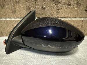  free shipping Peugeot 308SW T9 original door mirror left used sonar attaching operation lighting OK dark blue 