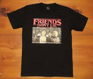 新品 【Stranger Things】ストレンジャーシングス Friends Don’t Lie プリント Tシャツ 黒 M // ダスティン マイク SF ドラマ ホラー