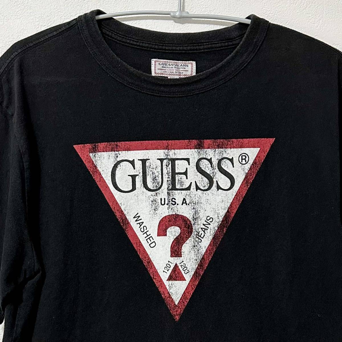 GUESS/ゲス☆GUESS/ゲスロゴ・SS半袖TEEシャツ☆ブラック/黒☆Lサイズ