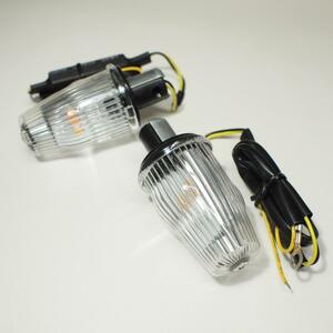 Pair of indicators handlebar end indicator LED VESPA 12v ベスパ クリア ウインカーセット 50s 100 125ET3 Rally Sprint バーエンド