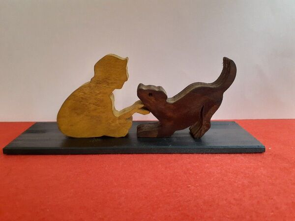 木工アート Man & Dog