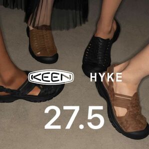 値下げ可【レア コラボ】27.5 HYKE × KEEN レザーサンダル 即完　ブラック　リアルレザー　サンダル　メンズ