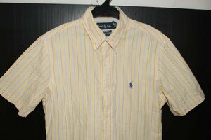 1326■Mラルフ、薄黄系、半袖BDシャツ