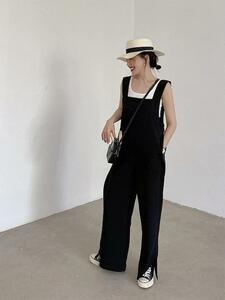  side slit all-in-one overall gaucho pants wide pants 