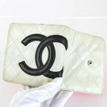 『USED』 CHANEL シャネル カンボンライン 二つ折り財布 ホワイト レザー_画像5