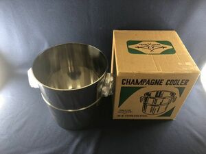 未使用品・昭和レトロ★ CHAMPAGNE COOLER 氷入れ ステンレス 箱あり管理1806 I-1