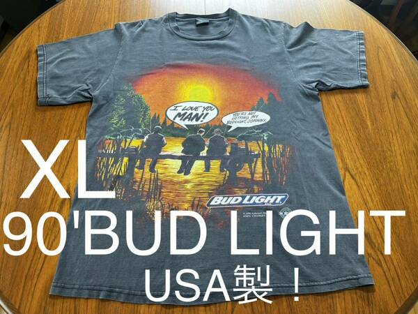 90'vintage BUD LIGHT Budweiser Tシャツ　バドワイザー　バドライト　ビンテージ ヴィンテージ 90年代　企業Tシャツ　ビール会社