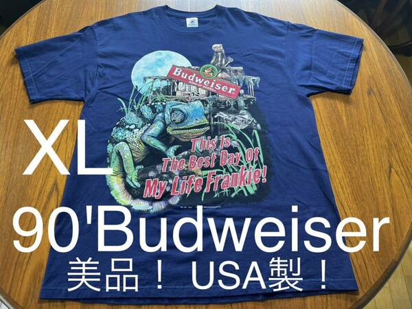 美品！90年代　Budweiser Tシャツ　バドワイザー　ヴィンテージ 爬虫類　カメレオン　企業　ビール　90'vintage