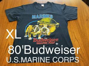 激レア！80'Budweiser U.S.M.C 海軍　ミリタリー バドワイザー　ヴィンテージ ブルドッグ　U.S.MARINE CORPS 米軍