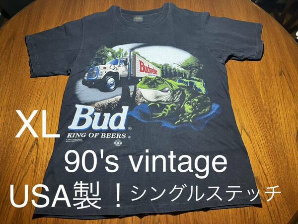 貴重！90's ヴィンテージ Budweiser Tシャツ　バドワイザー　vintage t shirts 企業Tee ビール　アメリカ製MADE IN USA シングルステッチ