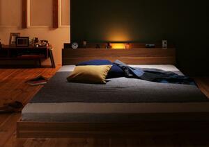  modern light * outlet attaching floor bed Irmli multi las super spring mattress attaching double walnut Brown × ivory 