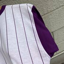 80s USA製 ベースボールTシャツ ストライプ柄 紫 パープル Bantam 5分袖 7分袖 シングルステッチアメリカ製 古着 vintage ヴィンテージ ⑤_画像10