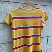 70s 80s USA古着 ボーダー柄 カットソーワンピース ボーダーワンピース Tシャツ アメリカ古着 vintage ヴィンテージ 黄色 イエロー_画像5