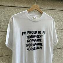 80s USA製 白 プリントTシャツ 半袖Tシャツ メッセージプリント OMEGA NORVEGIAN アメリカ製 古着 vintage ヴィンテージ XLサイズ_画像4