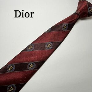 クリスチャン ディオール Christian Dior ネクタイ シルク ブラウン 小紋 シック ハイブランド