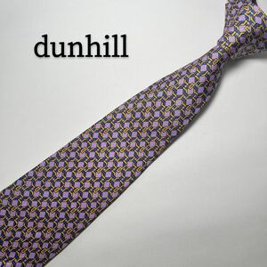 ダンヒル dunhill ネクタイ シルク パープル 総柄 穏やか ハイブランド レギュラー USED 紫 絹