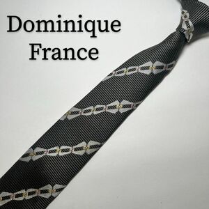 ドミニクフランス Dominique France ネクタイ シルク グレー チェーン柄 総柄 堅実 ハイブランド 灰色 絹