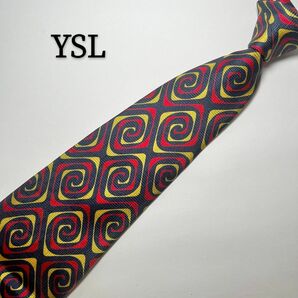 イブサンローラン YVES SAINT LAURENT YSL ネクタイ シルク カラフル 総柄 華やか ハイブランド 多色 絹