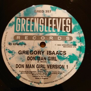 12インチ Gregory Isaacs / Don Man Girl / Gregory Isaacs & JC Lodge / Don Man Girl / Greensleeves (GRED 357) / Augustus Clarke