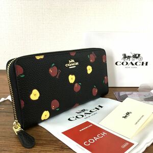 ☆送料無料☆ 未使用品 COACH ジップウォレット F76546 ブラック リンゴ 箱付き 310