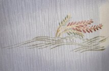 紋紗 訪問着 正絹 グレー 白 刺繍 草柄 Mサイズ ki28112 未使用品 盛夏 夏着物 レディース シルク 7月8月シーズン 送料無料_画像4