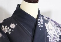 絽 辻が花訪問着 正絹 墨黒 紫 白 辻が花 花扇 トールサイズ ki28100 新品 夏着物 盛夏 レディース シルク 7月8月シーズン 送料無料_画像3