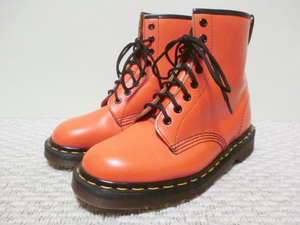 ♪英国製 Made in England Dr.Martens 8holes Plain Toe ORANGE ドクターマーチン 8アイレット プレーントウ オレンジ UK6.5 着用少 美色♪