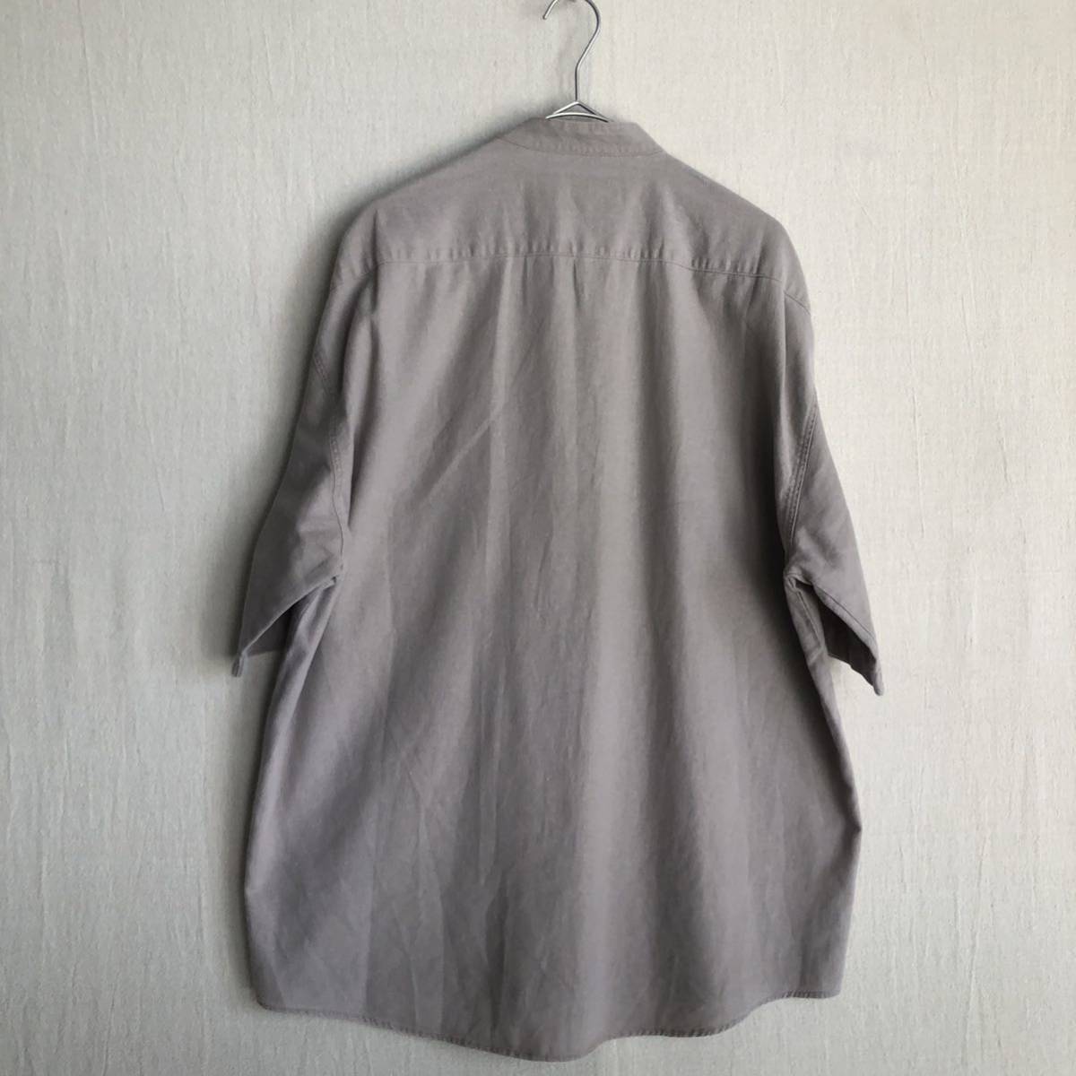 リネン×コットン】USA vintage プルオーバー シャツ / 実寸L ベージュ